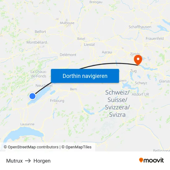 Mutrux to Horgen map