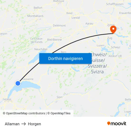 Allaman to Horgen map