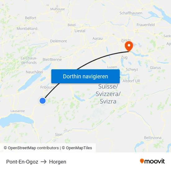 Pont-En-Ogoz to Horgen map