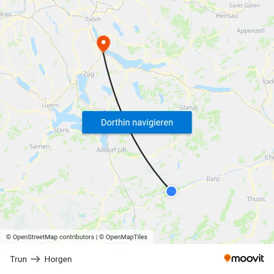 Trun to Horgen map