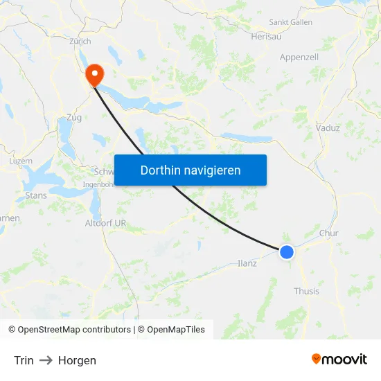 Trin to Horgen map