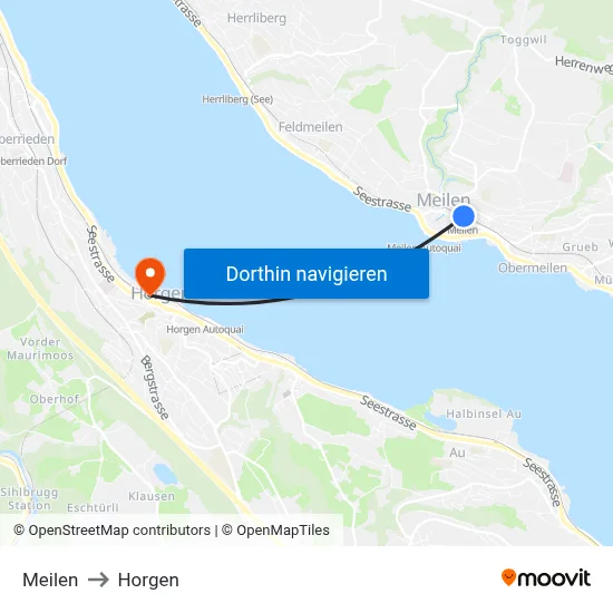 Meilen to Horgen map