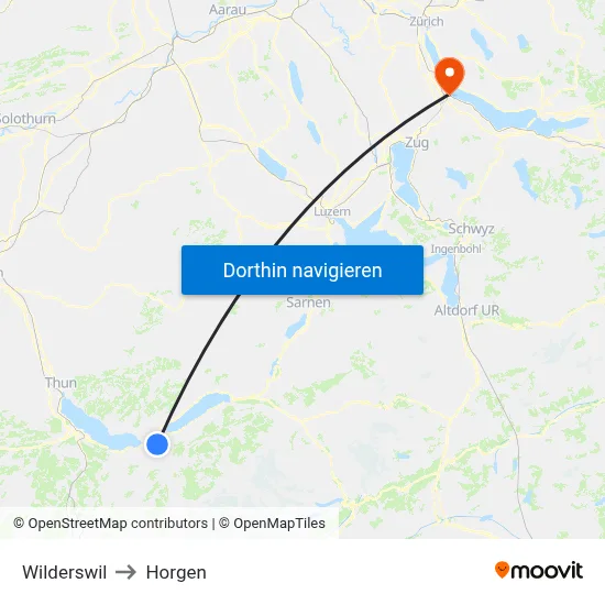 Wilderswil to Horgen map