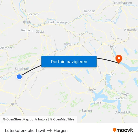 Lüterkofen-Ichertswil to Horgen map