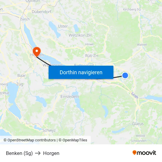 Benken (Sg) to Horgen map