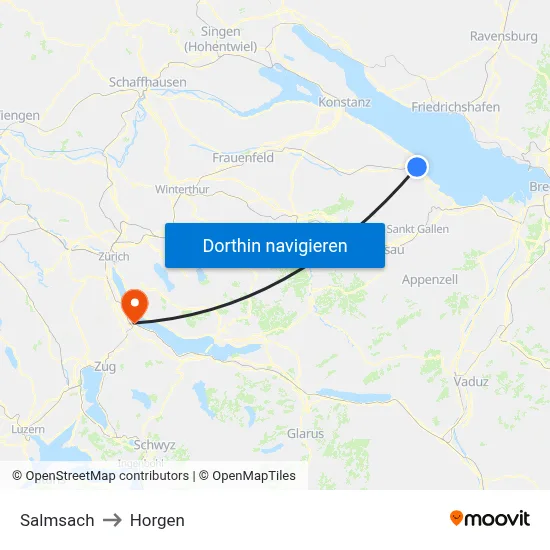 Salmsach to Horgen map