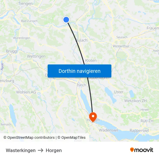 Wasterkingen to Horgen map