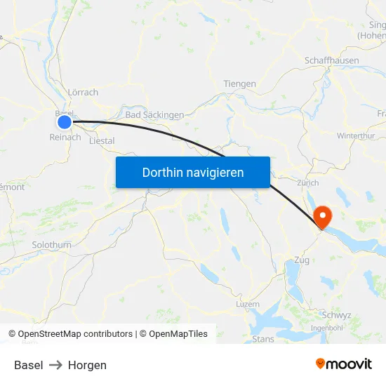 Basel to Horgen map