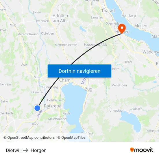 Dietwil to Horgen map