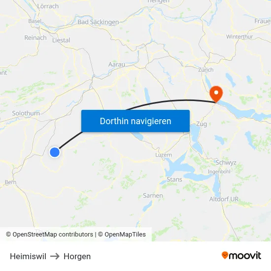 Heimiswil to Horgen map