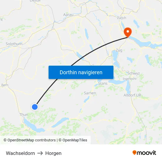 Wachseldorn to Horgen map