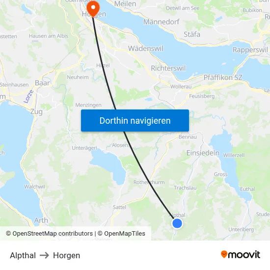 Alpthal to Horgen map
