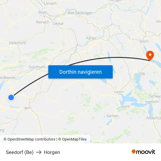 Seedorf (Be) to Horgen map