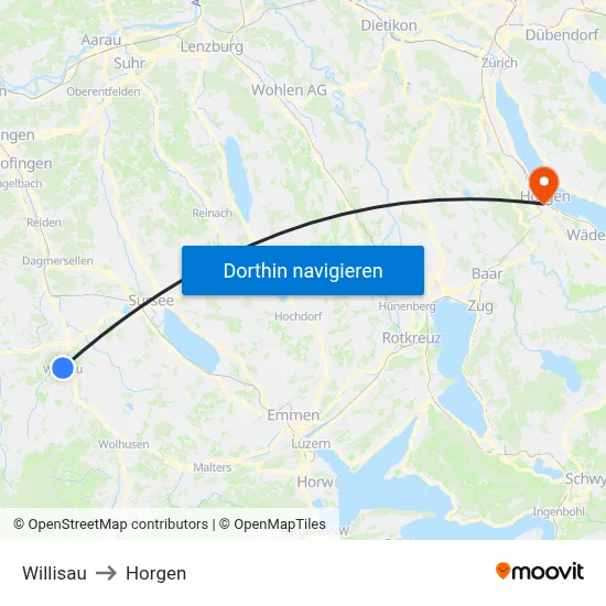 Willisau to Horgen map