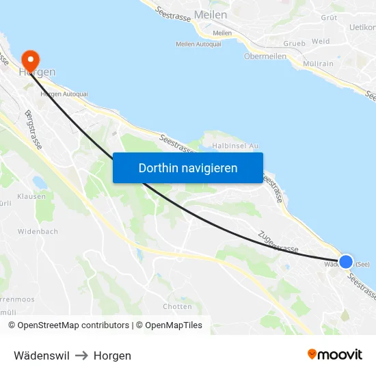Wädenswil to Horgen map