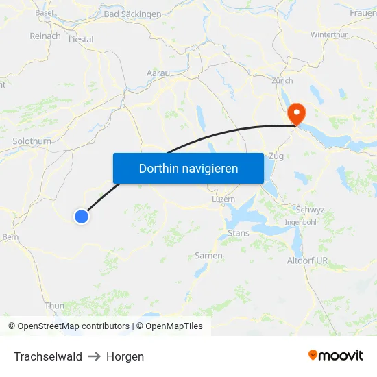 Trachselwald to Horgen map