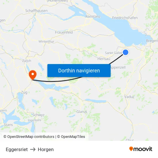 Eggersriet to Horgen map