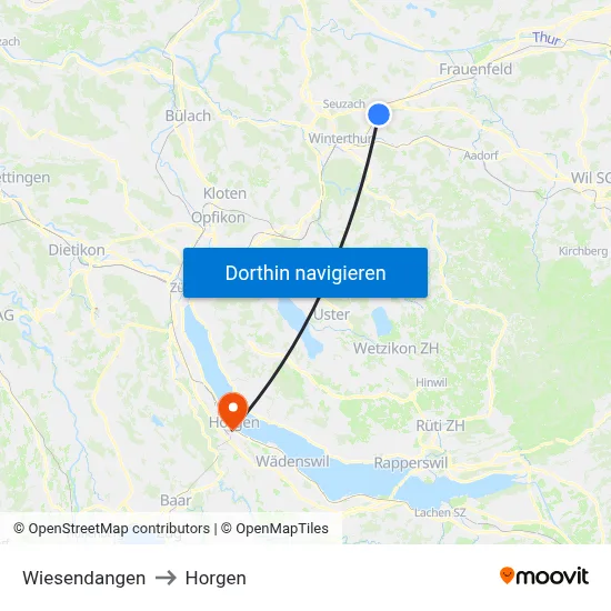 Wiesendangen to Horgen map