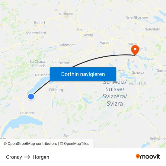 Cronay to Horgen map