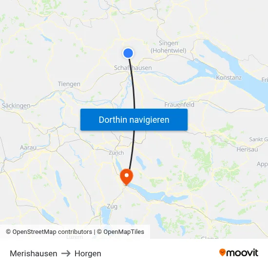 Merishausen to Horgen map