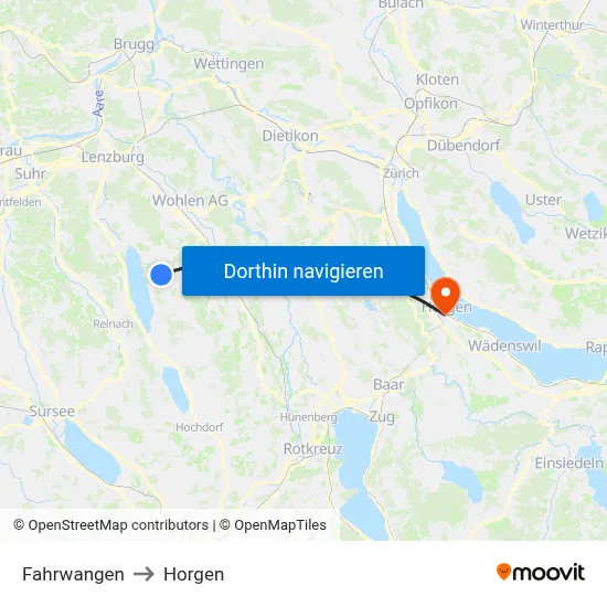 Fahrwangen to Horgen map