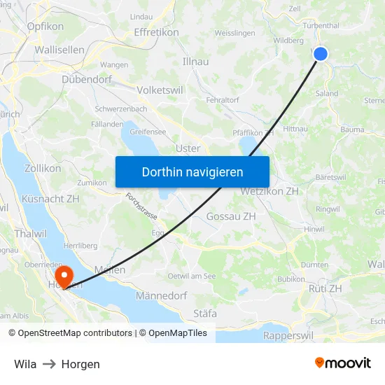 Wila to Horgen map