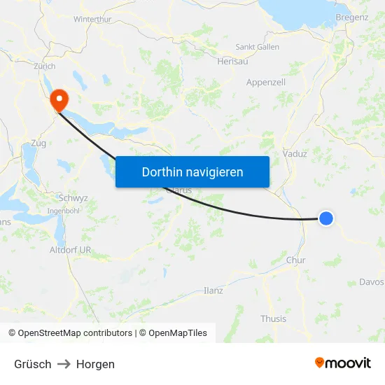 Grüsch to Horgen map