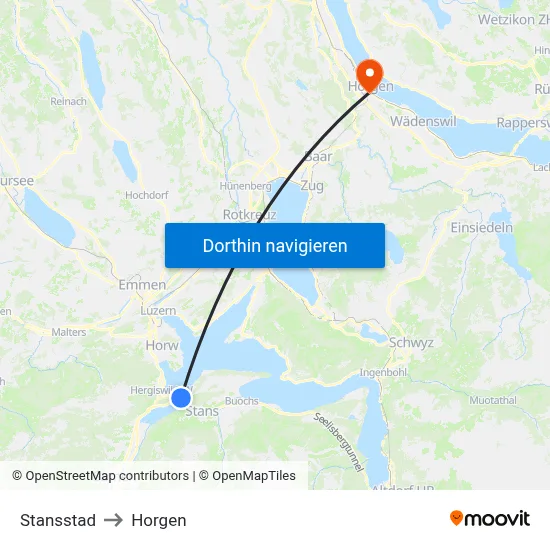 Stansstad to Horgen map