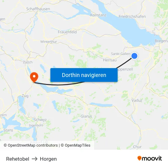 Rehetobel to Horgen map