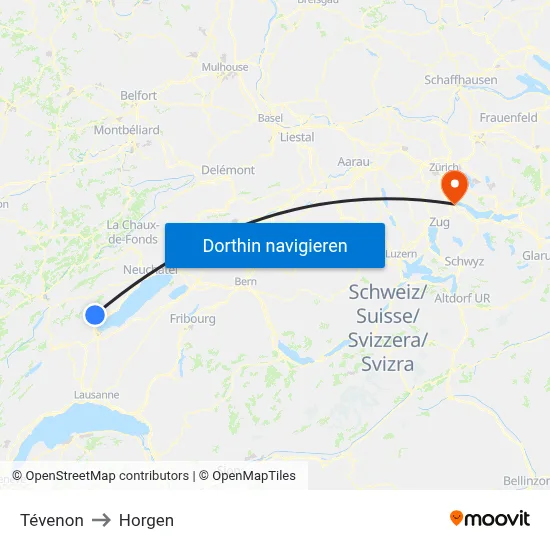 Tévenon to Horgen map