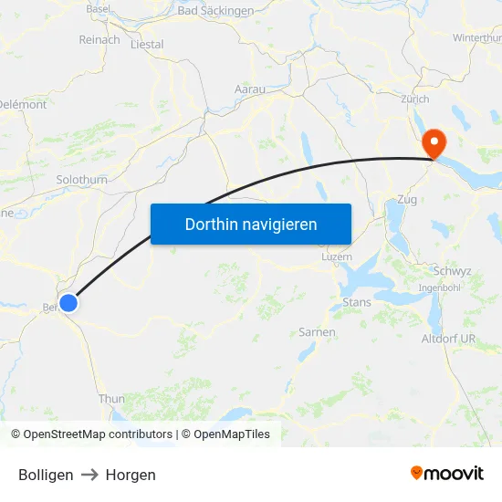 Bolligen to Horgen map