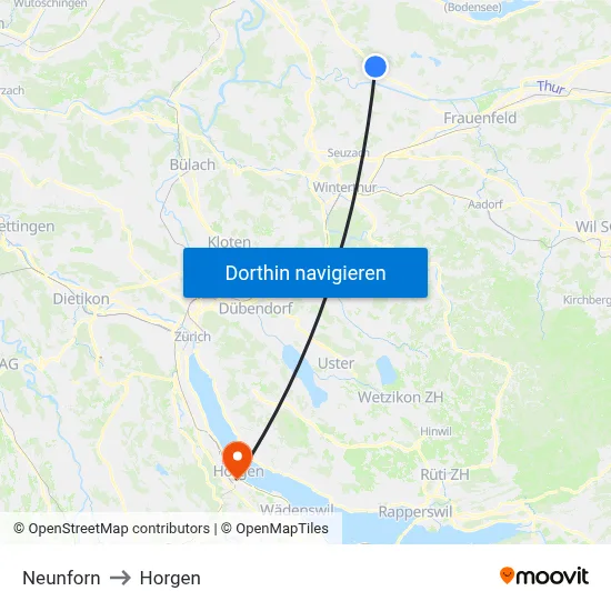Neunforn to Horgen map