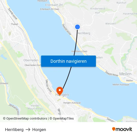 Herrliberg to Horgen map
