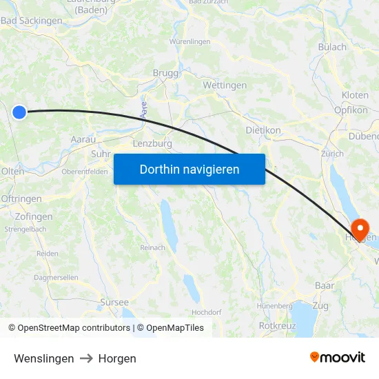 Wenslingen to Horgen map
