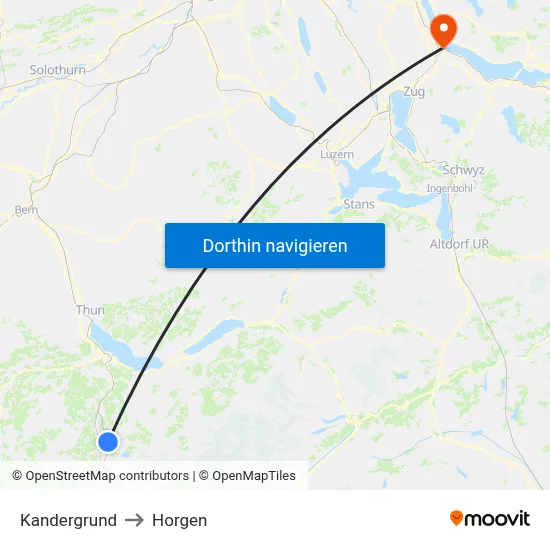 Kandergrund to Horgen map