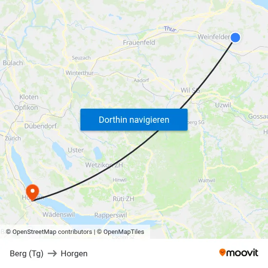 Berg (Tg) to Horgen map