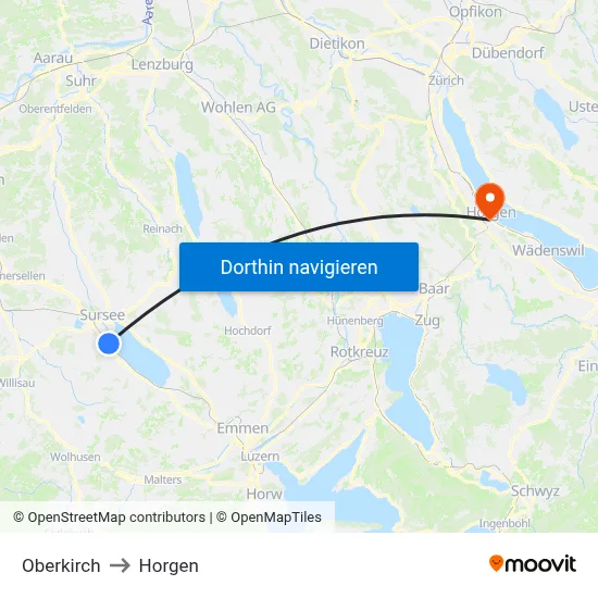 Oberkirch to Horgen map
