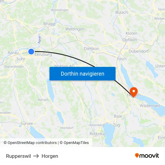 Rupperswil to Horgen map