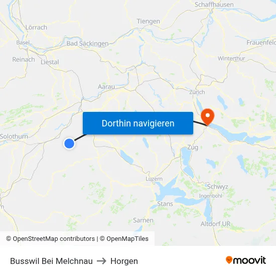 Busswil Bei Melchnau to Horgen map