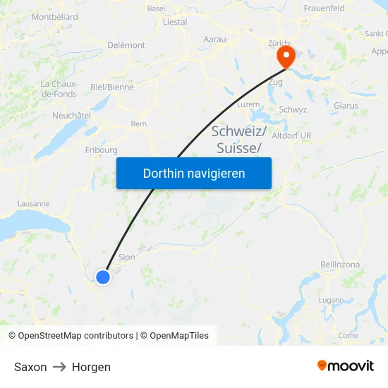 Saxon to Horgen map