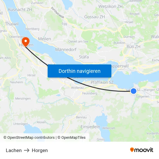 Lachen to Horgen map