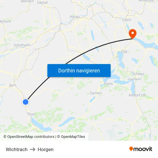 Wichtrach to Horgen map