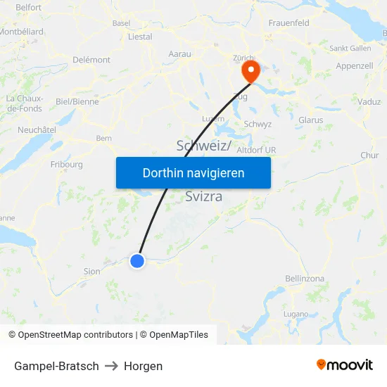 Gampel-Bratsch to Horgen map