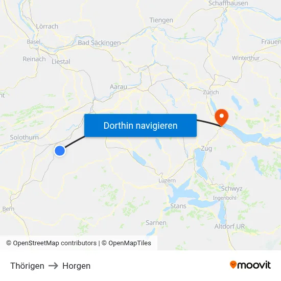 Thörigen to Horgen map