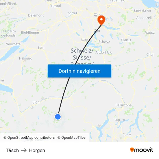 Täsch to Horgen map
