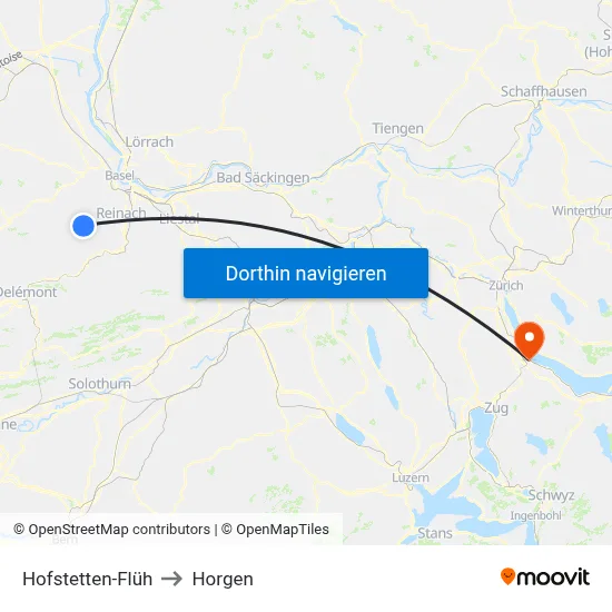 Hofstetten-Flüh to Horgen map