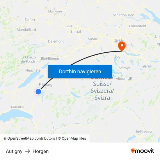 Autigny to Horgen map