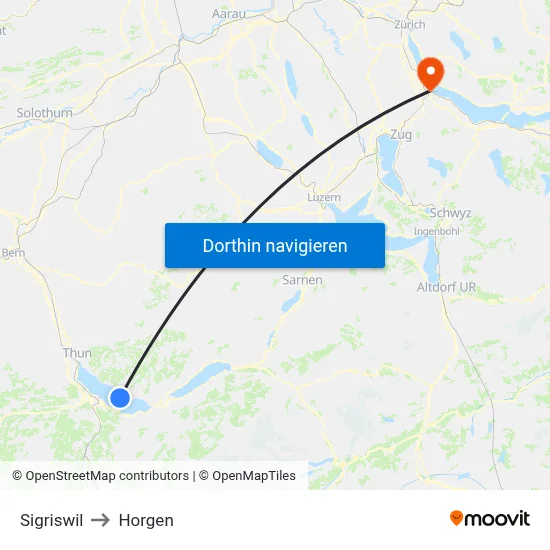 Sigriswil to Horgen map