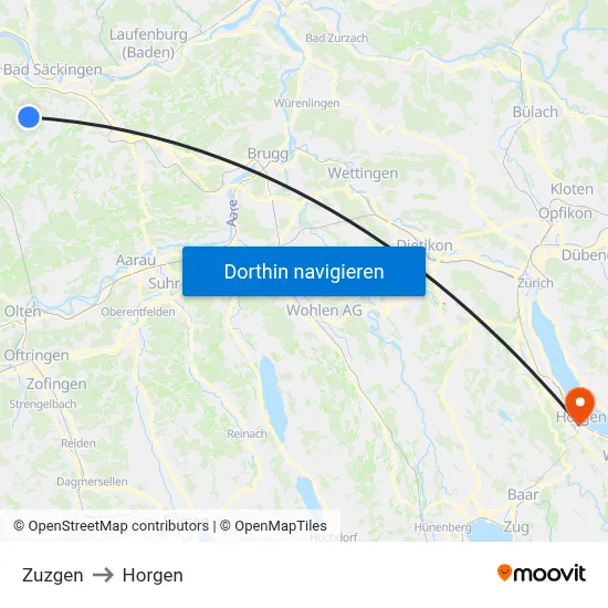 Zuzgen to Horgen map