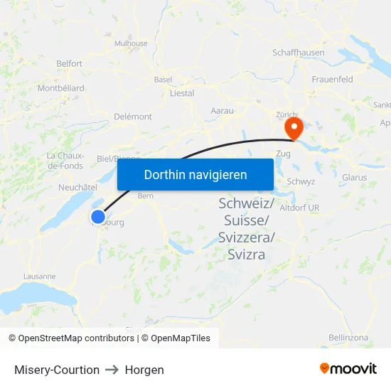 Misery-Courtion to Horgen map